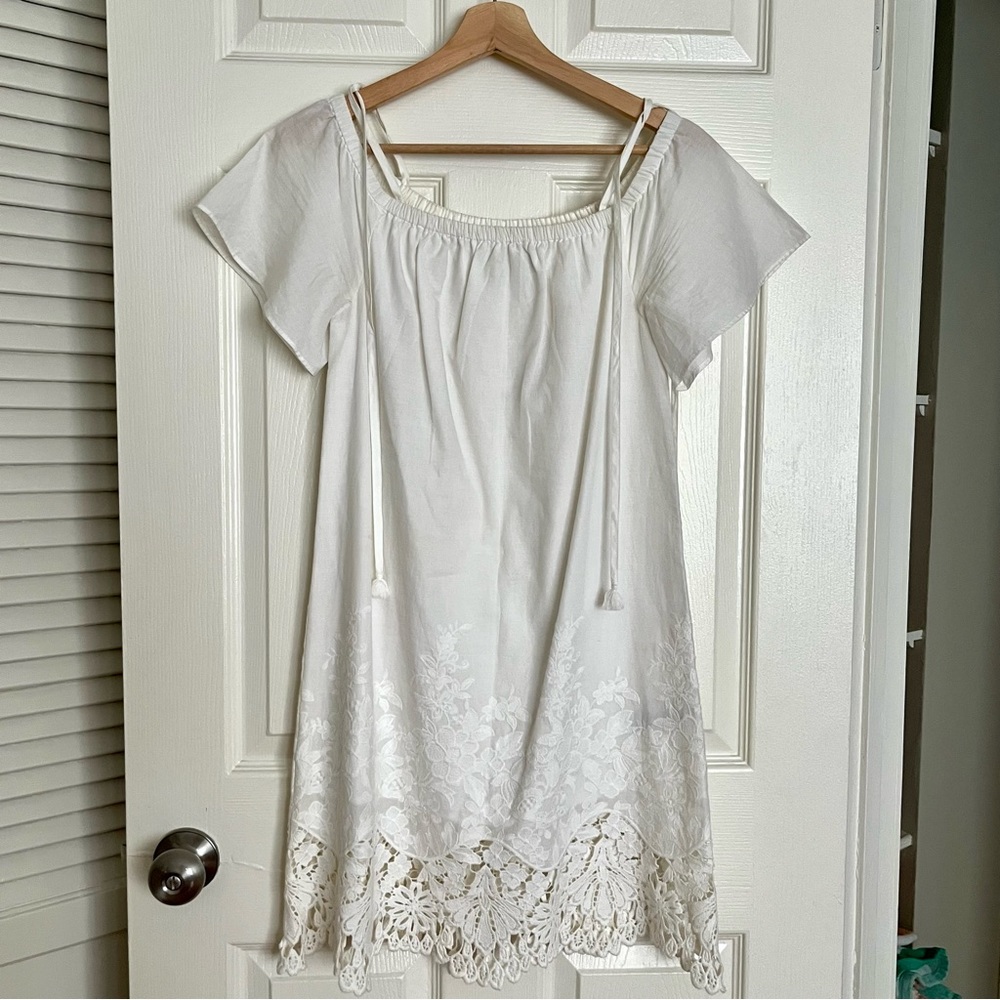Madewell Eyelet Lace Cold Shoulder Dress